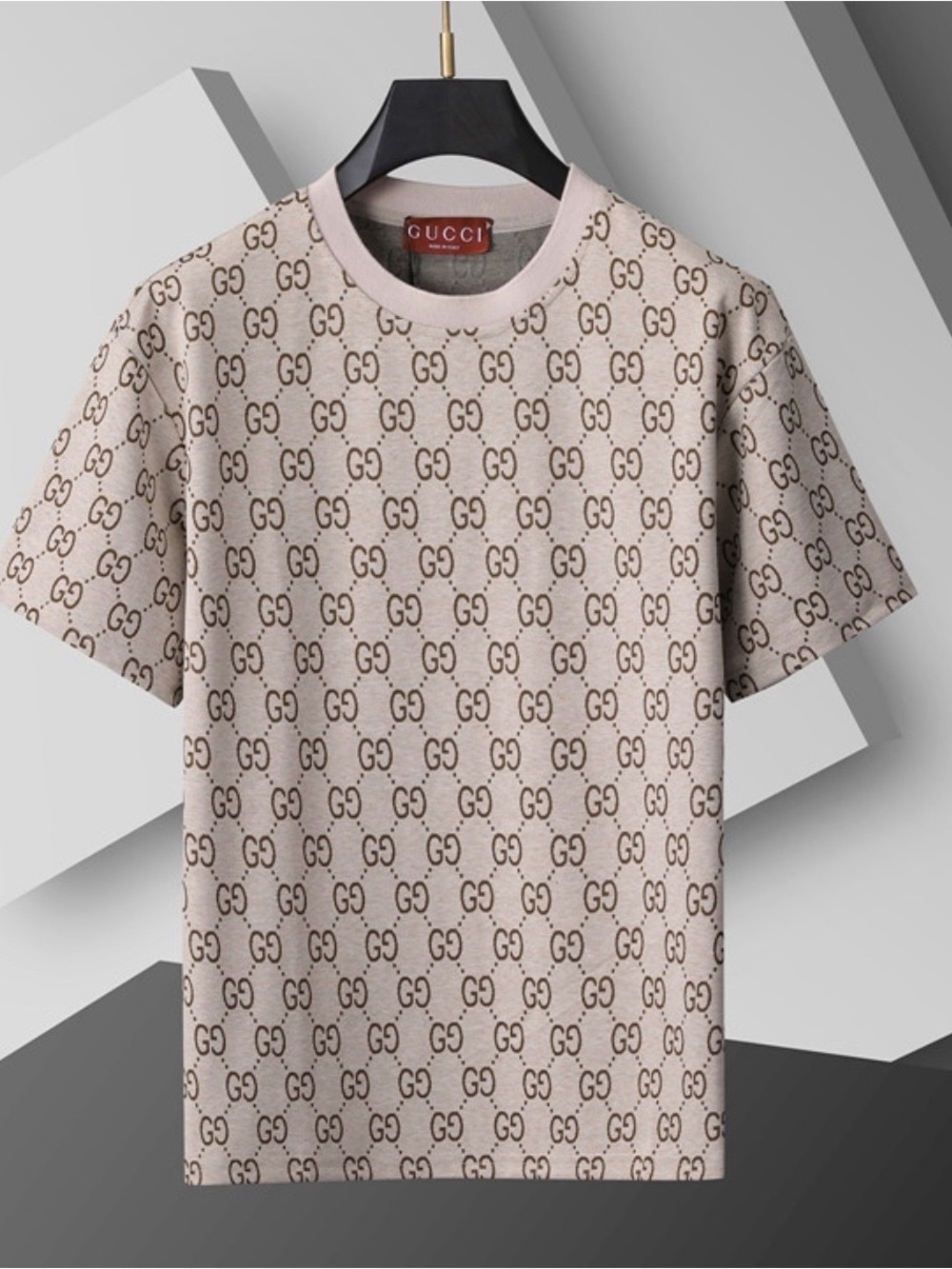 Gucci Beige GG Monogram Short Sleeve Tee